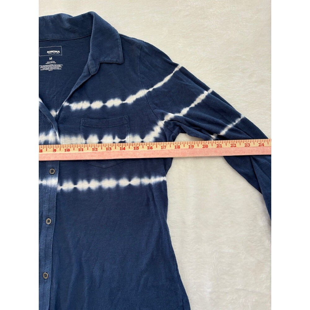 Sonoma blue acid wash 100% cotton, button-down blouse, T-shirt, size medium - Picture 5 of 5